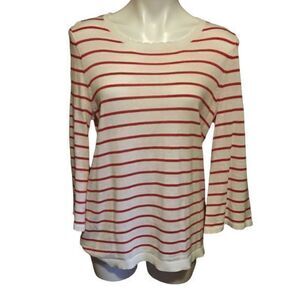 Heart N Crush Red White Stripes Round‎ Neck Long Bell Sleeves Tops Large